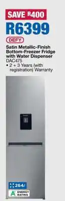 OK Furniture DEFY Satin Metallic-Finish Bottom-Freezer Fridge with Water Dispenser DAC475 offer
