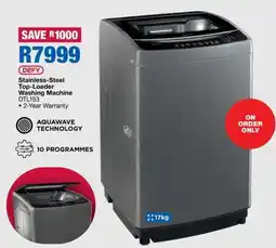 OK Furniture Defy Stainless-Steel Top-Loader Washing Machine DTL153 offer