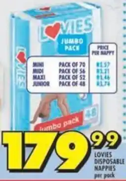 Shoprite Lovies disposable nappies offer
