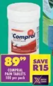 Shoprite Compral pain tablets offer