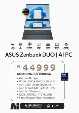 Computer Mania ASUS Zenbook DUO AI PC offer
