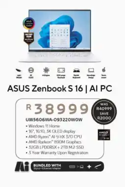 Computer Mania ASUS Zenbook S 16 AI PC offer