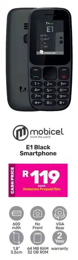 Game Mobicel E1 Black Smartphone offer