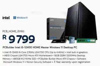 Computer Mania PCBuilder Intel i5-12400 HOME Master Windows 11 Desktop PC offer