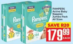 Elite Cash & Carry PAMPERS Active Baby Nappies Jumbo Pack offer