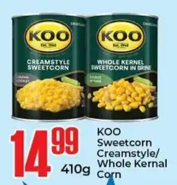 Elite Cash & Carry KOO Sweetcorn Creamstyle/ Whole Kernal Corn offer