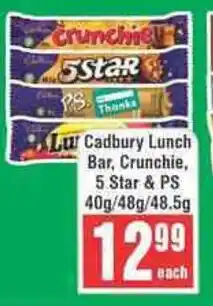 Frontline Cadbury Lunch Bar, Crunchie, 5 Star & PS offer