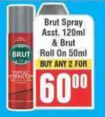 Frontline Brut Spray Asst. & Brut Roll On offer