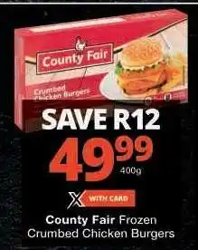Checkers County Fair Frozen Crumbed Chicken Burgers offer