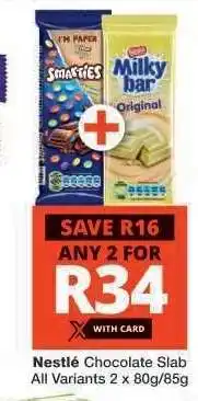 Checkers NESTLE CHOCOLATE SLAB offer