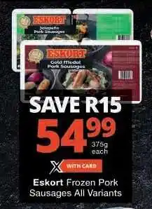 Checkers Eskort Frozen Pork Sausages offer