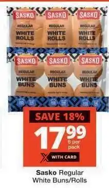 Checkers Sasko Regular White Buns/Rolls offer
