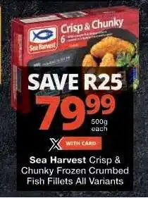 Checkers Sea Harvest Crisp & Chunky Frozen Crumbed Fish Fillets offer