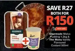 Checkers Gourmade Malva Pudding & The Menu Vanilla Flavoured Custard offer