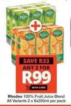 Checkers RHODES 100% FRUIT JUICE BLEND offer