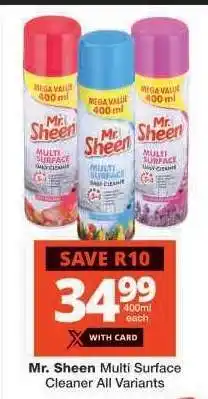 Checkers MR. SHEEN MULTI-SURFACE CLEANER offer
