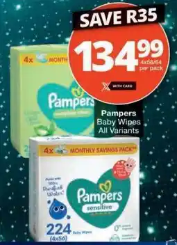 Checkers Pampers Baby Wipes All Variants offer