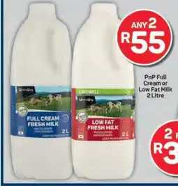 Pick n Pay PnP Full Cream or Low Fat Milk 2 Litre offer