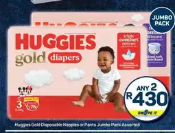 Pick n Pay Huggies Gold Disposable Nappies or Pants Jumbo Pack Assorted offer