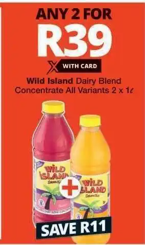 Checkers WILD ISLAND DAIRY BLEND CONCENTRATE offer