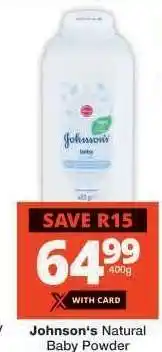 Checkers JOHNSON'S NATURAL BABY POWDER offer