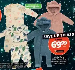 Checkers Jolly Tots Kids' Sweat Top & Jogger/Onesie offer