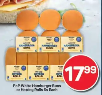 Pick n Pay PnP White Hamburger Buns or Hotdog Rolls 6s Each offer