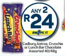 Pick n Pay Cadbury Astros, Crunchie or Lunch Bar Chocolate offer