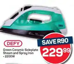 Pick n Pay DEFY Green Ceramic Soleplate Steam and Spray Iron offer