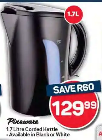 Pick n Pay Pineware 1.7 Litre Corded Kettle offer