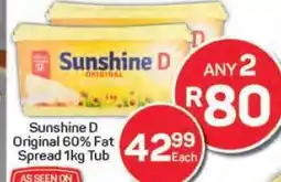 Pick n Pay Sunshine D Original 60% Fat Spread 1kg Tub offer