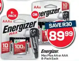Pick n Pay Energizer Max Plus AA or AAA 8-Pack offer