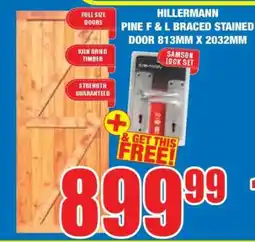 Boxer HILLERMANN PINE F & L BRACED STAINED DOOR 813MM X 2032MM offer