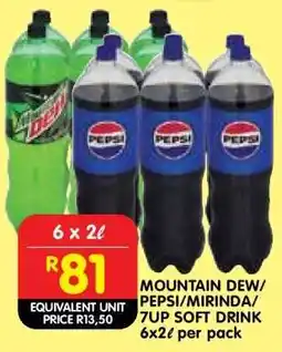 Shoprite MOUNTAIN DEW/PEPSI/MIRINDA/7UP SOFT DRINK offer