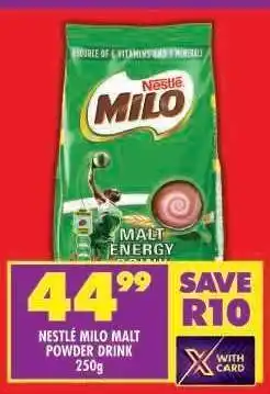 Shoprite NESTLÉ MILO MALT POWDER DRINK 250g offer