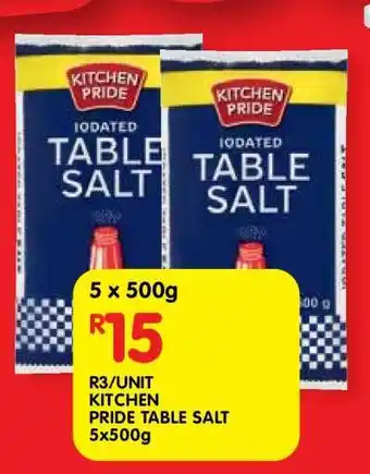Shoprite KITCHEN PRIDE TABLE SALT 5x500g offer