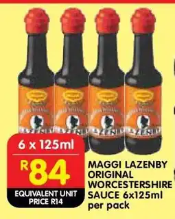 Shoprite MAGGI LAZENBY ORIGINAL WORCESTERSHIRE SAUCE 6x125ml per pack offer
