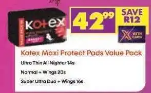 Shoprite Kotex Maxi Protect Pads Value Pack offer
