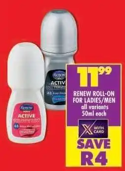 Shoprite RENEW ROLL-ON FOR LADIES/MEN offer
