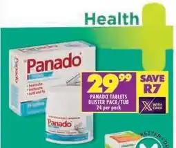 Shoprite PANADO TABLETS BLISTER PACK/TUB offer