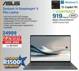 Incredible Connection ASUS Zenbook 14 Snapdragon X Plus Laptop offer