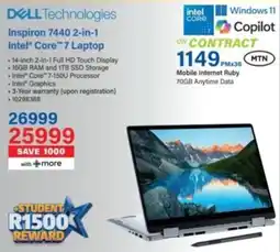 Incredible Connection DELL Inspiron 7440 2-in-1 Intel Core 7 Laptop offer