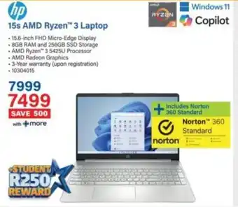 Incredible Connection HP 15s AMD Ryzen 3 Laptop offer