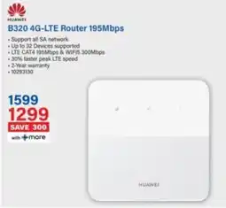 Incredible Connection HUAWEI B320 4G-LTE Router 195Mbps offer