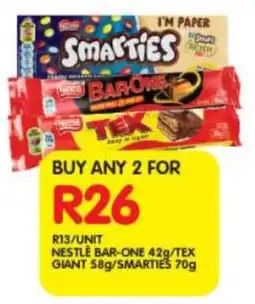Shoprite Nestle bar-one/ tex giant/ smarties offer
