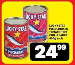 Usave Lucky star pilchards in tomato/ hot chilli sauce offer