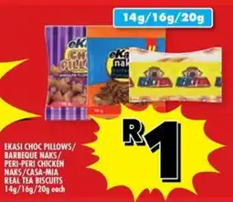 Usave Ekasi choc pillows/ barbeque naks/ peri-peri chicken naks/ casa-mia real tea biscuits offer