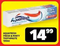 Usave Aquafresh fresh & minty toothpaste offer