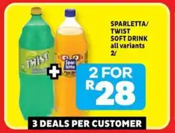 Usave Sparletta/ twist soft drink all variants offer