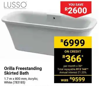 Builders Warehouse Lusso Orilla Freestanding Skirted Bath offer